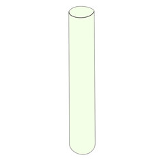 An outline vector illustration of a glass tube isolated on transparent background. Designed in light green color for medical, chemical, science concepts.