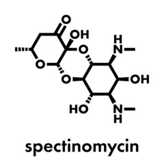 Spectinomycin gonorrhea drug molecule. Antibiotic of the aminocyclitol class. Skeletal formula.