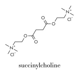 Suxamethonium chloride (succinylcholine) muscle relaxant drug molecule. Skeletal formula.