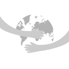 hand holding planet icon, nature protection, vector illustration