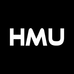 HMU letter logo design with black background in illustrator, vector logo modern alphabet font overlap style. calligraphy designs for logo, Poster, Invitation, etc.