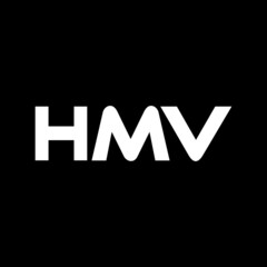 HMV letter logo design with black background in illustrator, vector logo modern alphabet font overlap style. calligraphy designs for logo, Poster, Invitation, etc.