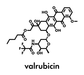Fototapeta premium Valrubicin bladder cancer drug molecule. Skeletal formula.