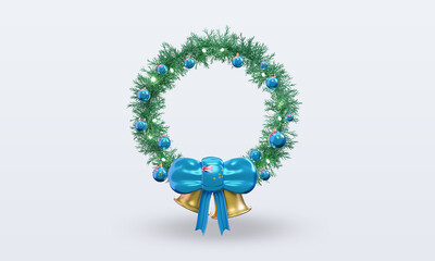 3d christmas wreath Tuvalu flag rendering front view