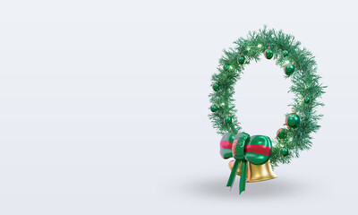 3d christmas wreath Turkmenistan flag rendering right view