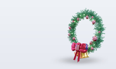 3d christmas wreath America flag rendering right view