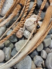 Bohemian hair accessory textured braids close up