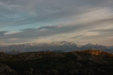 Fototapeta na wymiar Sunset over the Picos de Europa National Park. Asturias. Spain
