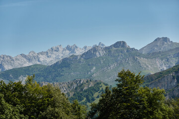 Fototapeta na wymiar Beyu Pen path in the Ponga Natural Park in Asturias. Spain