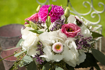 Summer flower bouquet with roses