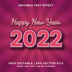 Happy New Year 2022 3d editable text effect Premium Vector
