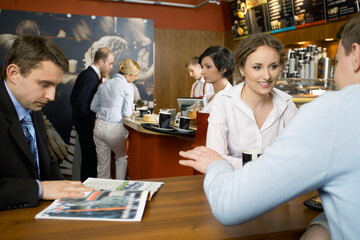 Customers in coffee shop