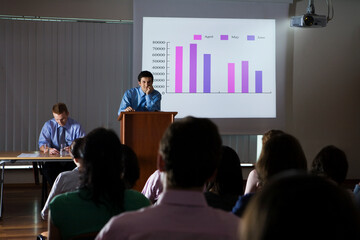 Man having presentation at business conference