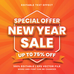 Editable text effect -New Year Sale template style premium vector