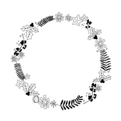 オシャレなクリスマスリース風丸フレーム