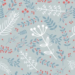 Seamless pattern with winter plant or floral