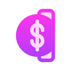 Illustration vector graphic icon of Insert Coin Icon. Gradient Style Icon. Vector illustration isolated on white background. Perfect for website or application design.