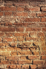 old grunge red brick wall background. beautiful abstract texture of vintage bricks for design