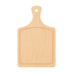 Wooden cutting board with a handle. Isolated illustration on a white background.