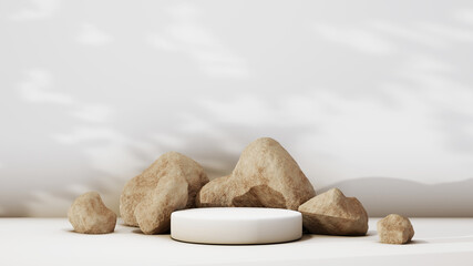 3D rendering of blank product background for displaying fashion and cream cosmetics decorations. Modern podium background for luxury product.