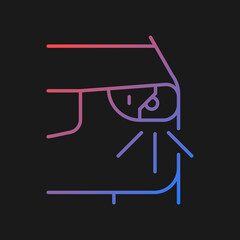 Broken headlight gradient vector icon for dark theme. Vehicle with cracked taillights. Potential driving hazard. Thin line color symbol. Modern style pictogram. Vector isolated outline drawing