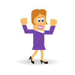 Leader isolated on white background. Happy woman gesture triumph and achievement. For web site, app, social media and poster. Creative business concept, vector illustration