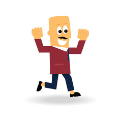 Leader isolated on white background. Happy man gesture triumph and achievement. For web site, app, social media and poster. Creative business concept, vector illustration