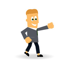 Leader isolated on white background. Happy man gesture triumph and achievement. For web site, app, social media and poster. Creative business concept, vector illustration