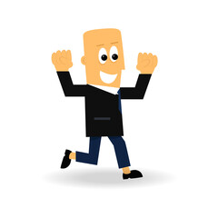 Leader isolated on white background. Happy man gesture triumph and achievement. For web site, app, social media and poster. Creative business concept, vector illustration