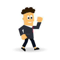 Leader isolated on white background. Happy man gesture triumph and achievement. For web site, app, social media and poster. Creative business concept, vector illustration