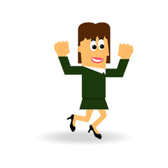 Leader isolated on white background. Happy woman gesture triumph and achievement. For web site, app, social media and poster. Creative business concept, vector illustration