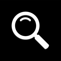 Magnifying glass icon isolated on black background. Search icon in flat style. Magnifying glass icon for search and zoom symbol, sign, ui and magnifier logo. Modern magnifying glass vector