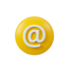 Email sign 3d render. Interface button isolated on white.