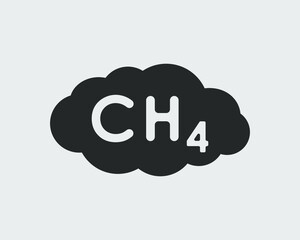 Symbol cloud CH4 graphic icon.  Methane sign isolated on white background. Greenhouse gases symbol. Vector illustration