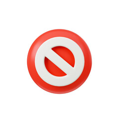 Fototapeta premium Ban or Wrong sign 3d render. Interface button isolated on white.