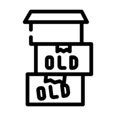 old things in box line icon vector. old things in box sign. isolated contour symbol black illustration