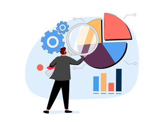 Digital Marketing illustrations. Mega set. Collection of scenes with men and women taking part in business activities.