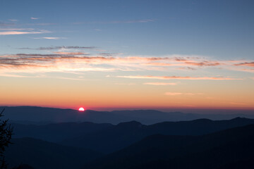 sunset high in the autumn mountains