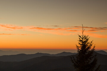 sunset high in the autumn mountains