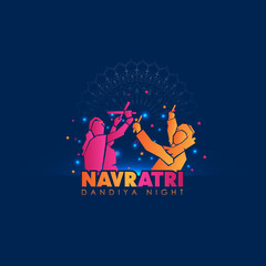 Obraz premium DANDIYA NIGHT CELEBRATION ON NAVRATRI. VECTOR