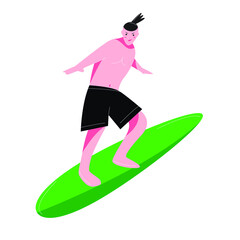 surfing flat illustration