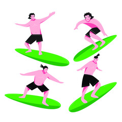 surfing flat illustration