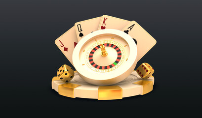 casino slot roulette set card banner dice craps 3d render 3d rendering illustration 