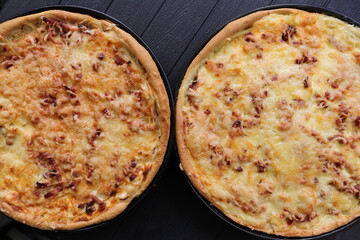 two freshly baked onion cake 