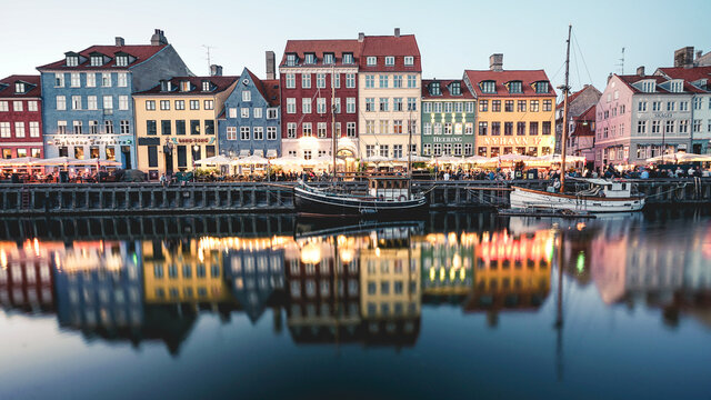 Nyhaven, Famous street in Copenhagen Denmark, 3 September 2021