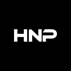 HNP letter logo design with black background in illustrator, vector logo modern alphabet font overlap style. calligraphy designs for logo, Poster, Invitation, etc.