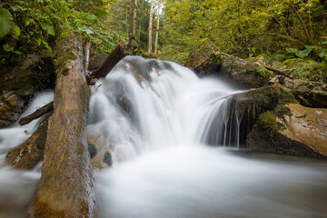 waterfall on an autumn day in the mountains