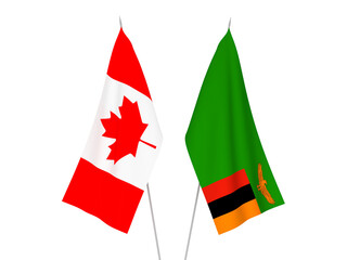 Republic of Zambia and Canada flags