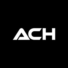 ACH letter logo design with black background in illustrator, vector logo modern alphabet font overlap style. calligraphy designs for logo, Poster, Invitation, etc.