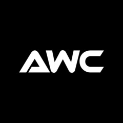 AWC letter logo design with black background in illustrator, vector logo modern alphabet font overlap style. calligraphy designs for logo, Poster, Invitation, etc.